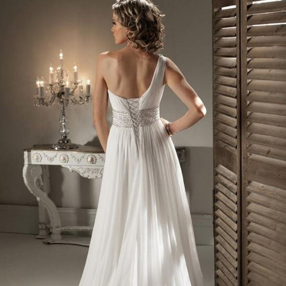 Wedding Dress Izidress White One Shoulder - Picture 10 of 10